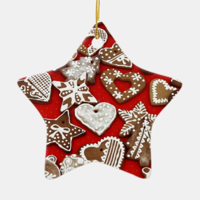 Christmas Gingerbread Cookies Ceramic Ornament (Front)
