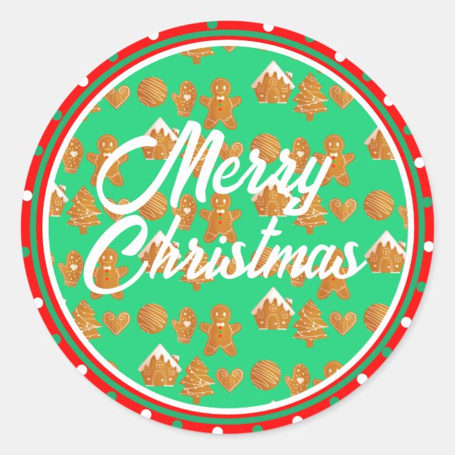 Christmas Gingerbread Cookies  Classic Round Sticker (Front)