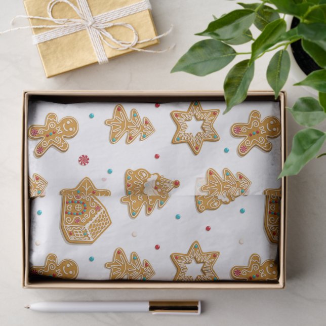 Christmas Gingerbread Cookies Fun Modern Pattern Tissue Paper (Gift)