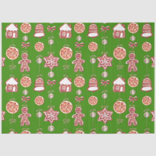 Christmas Gingerbread Cookies Green  Tissue Paper