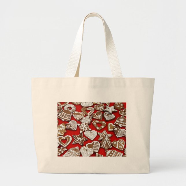 Christmas Gingerbread Cookies Large Tote Bag (Front)