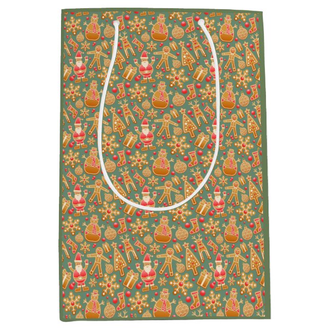 Christmas Gingerbread Cookies Medium Gift Bag (Front)