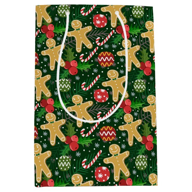 Christmas Gingerbread Cookies  Medium Gift Bag (Front)