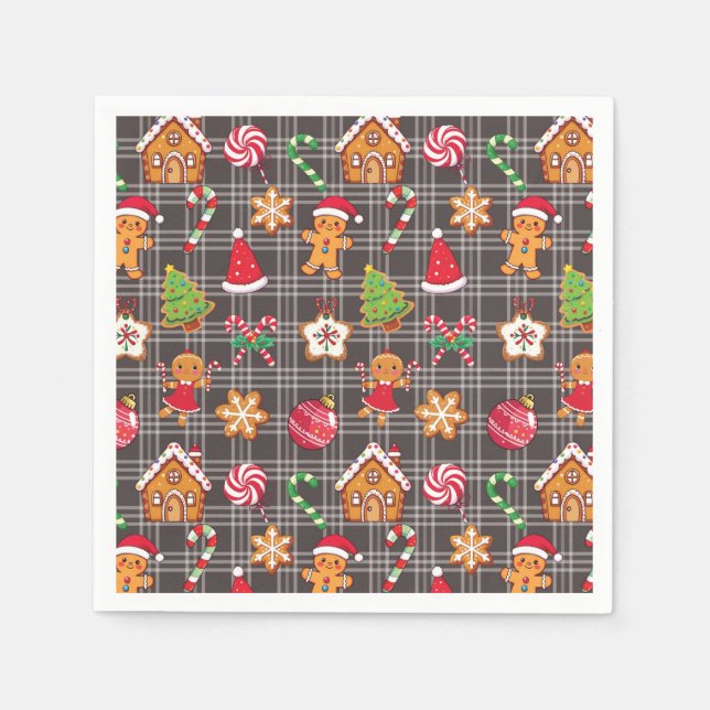 Christmas Gingerbread Cookies Print Party Napkins (Front)