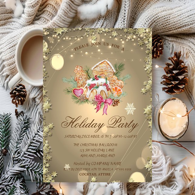 Christmas Gingerbread Cookies Stars Green Invitation (Creator Uploaded)