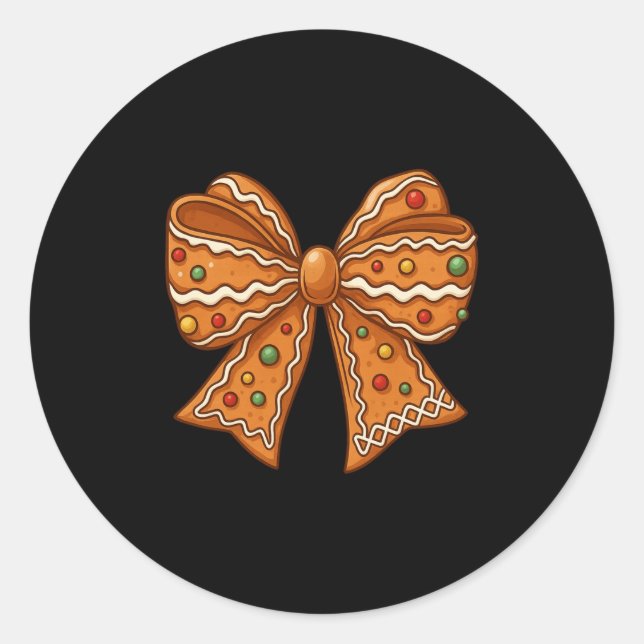 Christmas Gingerbread Coquette Bow Xmas For Men Wo Classic Round Sticker (Front)