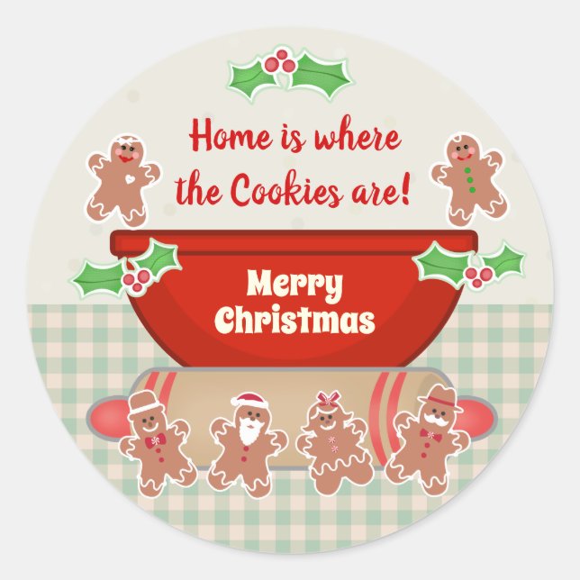 Christmas Gingerbread Custom Funny Baking Classic Round Sticker (Front)