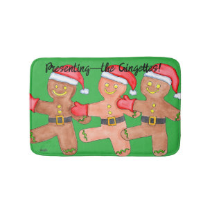 Christmas Gingerbread Dancers Bath Mat