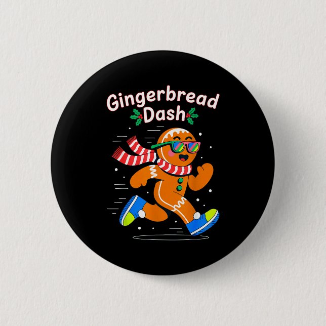 Christmas Gingerbread Dash Running Runner Xmas Mar 6 Cm Round Badge (Front)