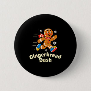 Christmas Gingerbread Dash Running Runner Xmas Mar 6 Cm Round Badge