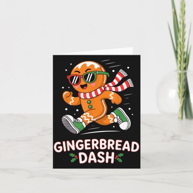 Christmas Gingerbread Dash Running Runner Xmas Mar Card (Front)