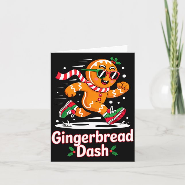 Christmas Gingerbread Dash Running Runner Xmas Mar Card (Front)