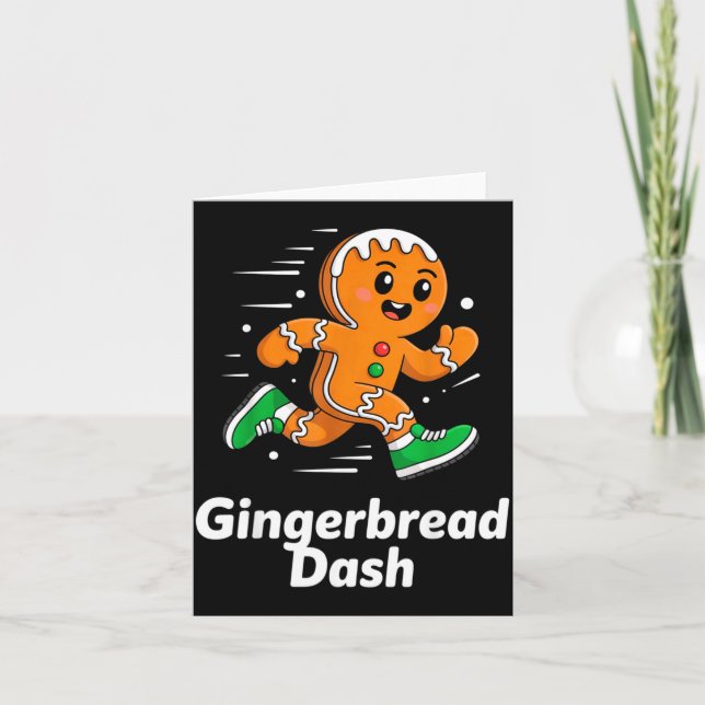 Christmas Gingerbread Dash Running Runner Xmas Mar Card (Front)
