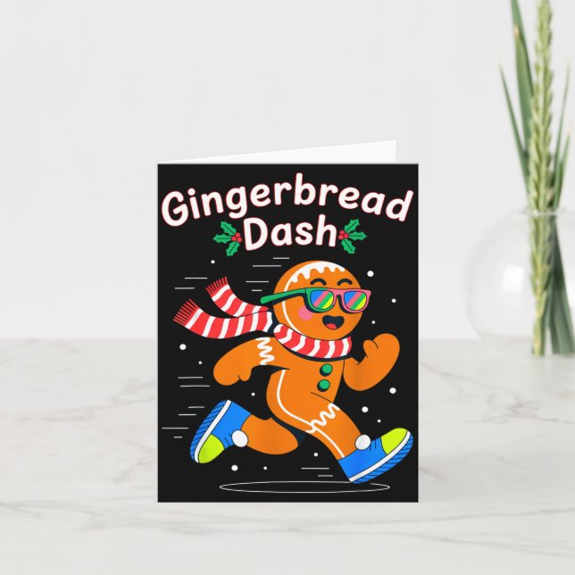 Christmas Gingerbread Dash Running Runner Xmas Mar Card (Front)
