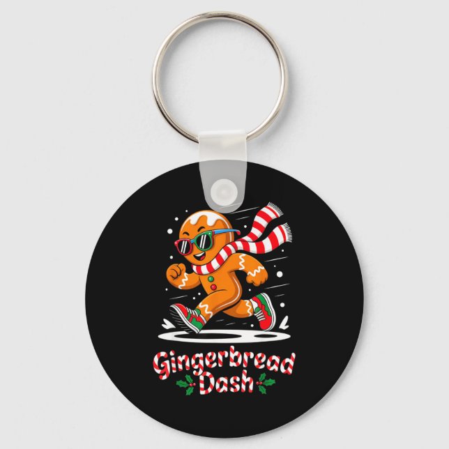 Christmas Gingerbread Dash Running Runner Xmas Mar Key Ring (Front)
