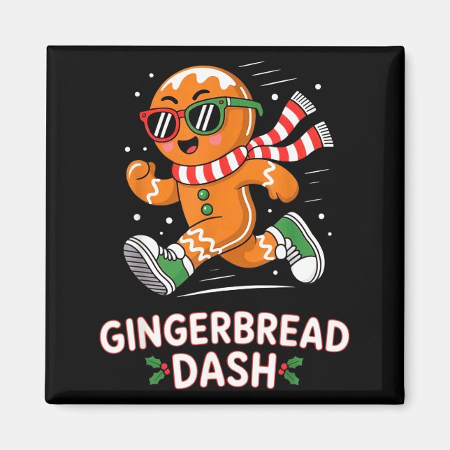 Christmas Gingerbread Dash Running Runner Xmas Mar Magnet (Front)