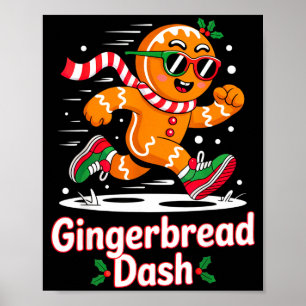 Christmas Gingerbread Dash Running Runner Xmas Mar Poster