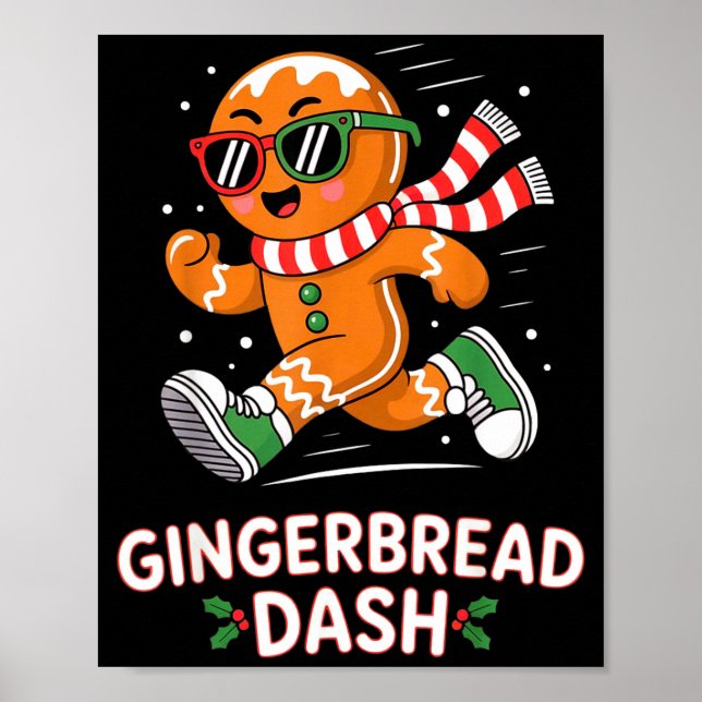 Christmas Gingerbread Dash Running Runner Xmas Mar Poster (Front)