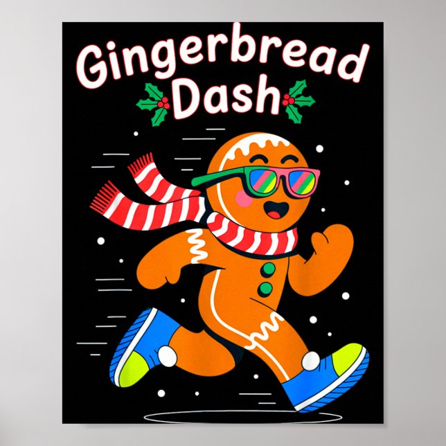 Christmas Gingerbread Dash Running Runner Xmas Mar Poster (Front)