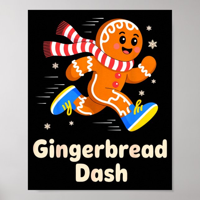 Christmas Gingerbread Dash Running Runner Xmas Mar Poster (Front)