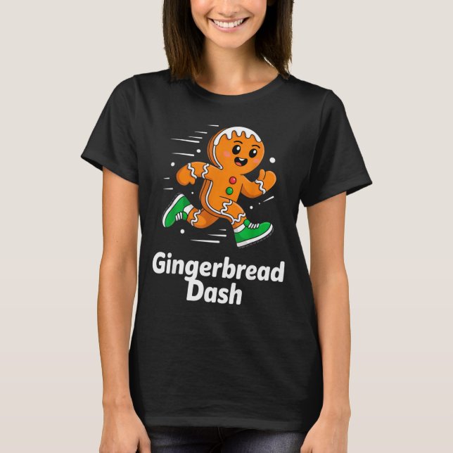 Christmas Gingerbread Dash Running Runner Xmas Mar T-Shirt (Front)