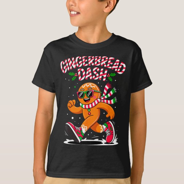 Christmas Gingerbread Dash Running Runner Xmas Mar T-Shirt (Front)