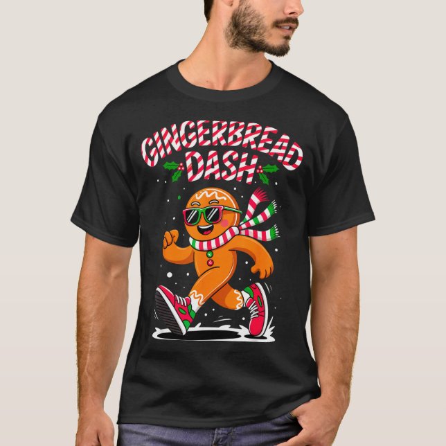 Christmas Gingerbread Dash Running Runner Xmas Mar T-Shirt (Front)