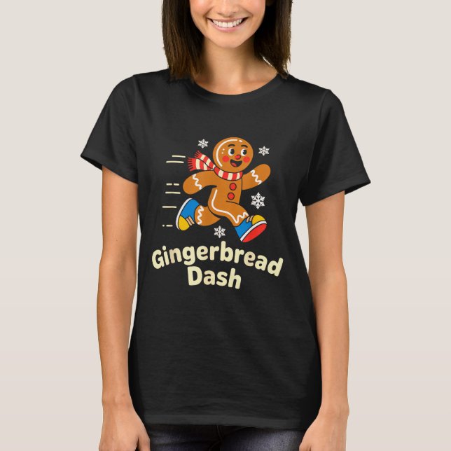 Christmas Gingerbread Dash Running Runner Xmas Mar T-Shirt (Front)