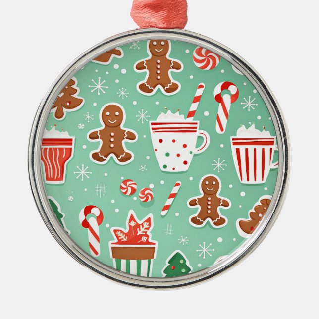 Christmas Gingerbread design Metal Ornament (Front)