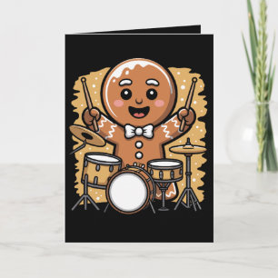 Christmas Gingerbread Drummer Drums Xmas Holiday Card