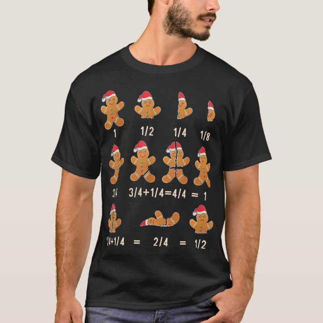 Christmas Gingerbread Fraction Cute Xmas Cookie Ma T-Shirt (Front)