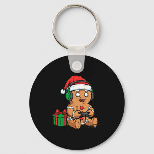 Christmas Gingerbread Gamer Xmas Gaming Boys Kids Key Ring