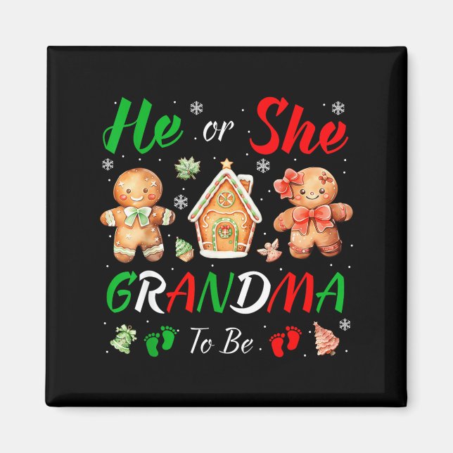 Christmas Gingerbread Gender Reveal He Or She Gran Magnet (Front)