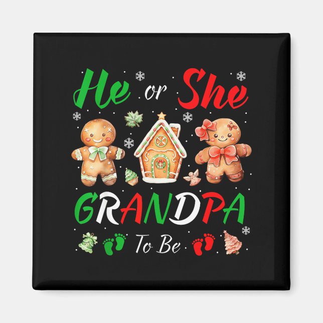 Christmas Gingerbread Gender Reveal He Or She Gran Magnet (Front)