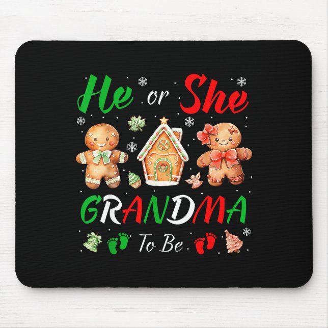 Christmas Gingerbread Gender Reveal He Or She Gran Mouse Pad (Front)