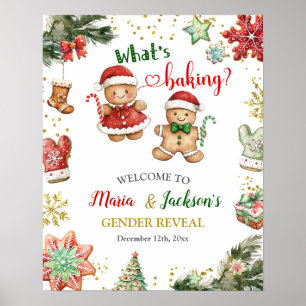 Christmas Gingerbread Gender Reveal Welcome Sign