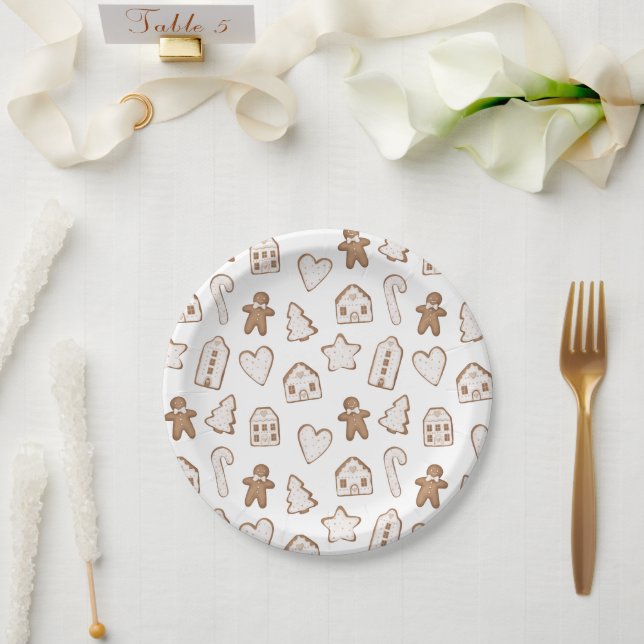 Christmas gingerbread holiday cookies paper plate (Wedding)
