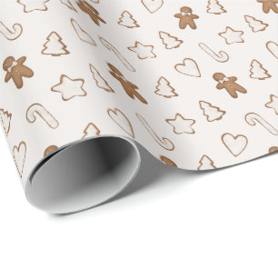 Christmas gingerbread holiday cookies wrapping paper