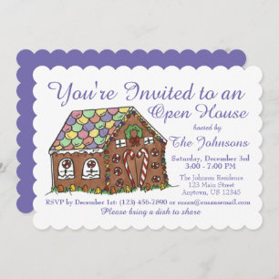 Christmas Gingerbread Holiday Open House Party Invitation
