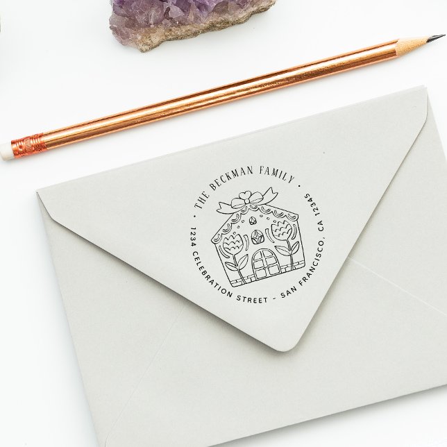 Christmas Gingerbread Holiday Party Return Address Self-inking Stamp (Christmas Gingerbread Holiday Party Return Address Self-inking Stamp)