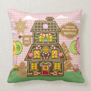 Christmas Gingerbread House Cookie Candy Lollipop Cushion