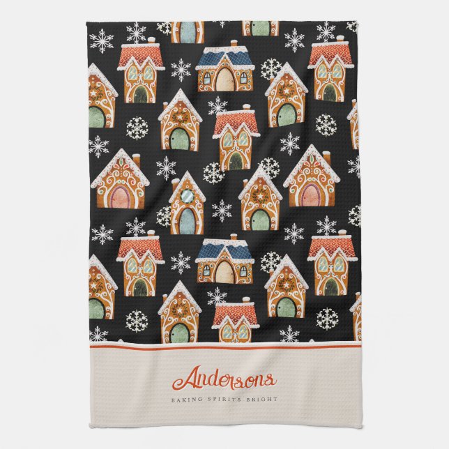 Christmas Gingerbread House Cookie Tea Towel (Vertical)