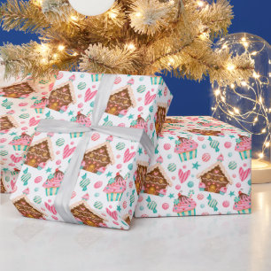 Christmas Gingerbread House, Cupcakes, Candy Wrapping Paper