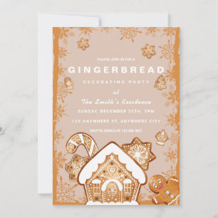 Christmas Gingerbread House Decorating Party Invitation