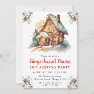 Christmas Gingerbread House Decorating Party Invitation