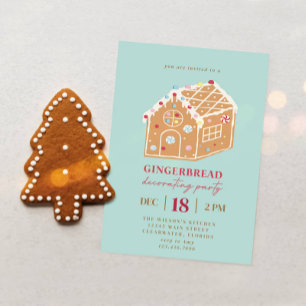 Christmas Gingerbread House Decorating Party Invitation