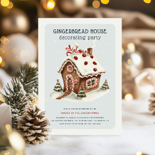 Christmas Gingerbread House Decorating Party Invitation