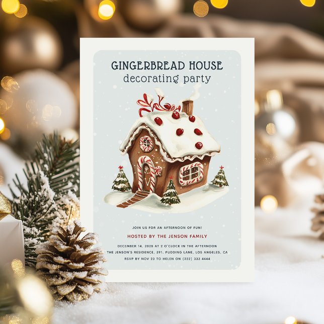 Christmas Gingerbread House Decorating Party Invitation (Creator Uploaded)