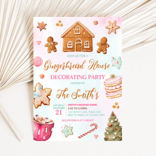Christmas Gingerbread House Decorating Party Invitation