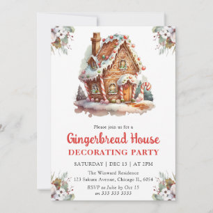 Christmas Gingerbread House Decorating Party Invitation